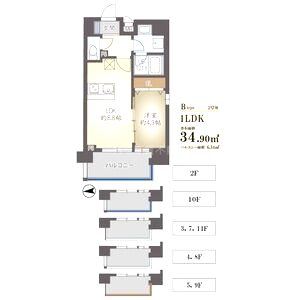 ハイデンス梅ヶ枝の間取り図