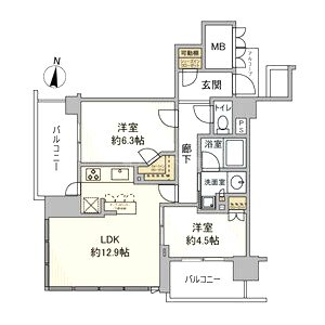 ロジュマンタワー梅田の間取り図