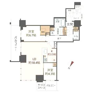 ジオタワー大阪十三の間取り図