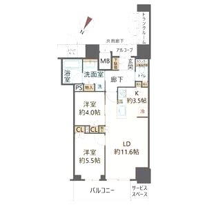ジオタワー大阪十三の間取り図