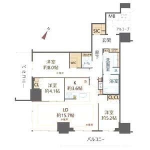 ジオタワー大阪十三の間取り図