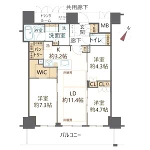 ジオタワー大阪十三の間取り図