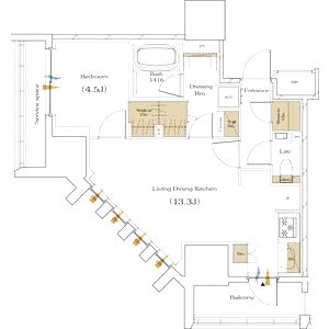 ザ・パークハビオ谷町六丁目クロスの間取り図