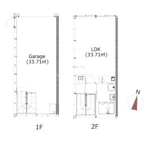 (仮称)東灘高架下ガレージハウスの間取り図