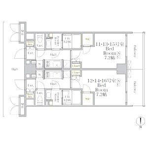 THE MUTUAL 江坂の間取り図