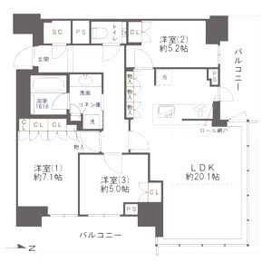 グランドメゾン新梅田タワーザクラブレジデンスの間取り図
