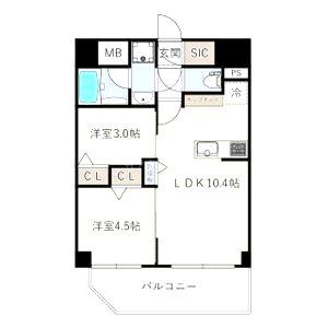 エスリードレジデンス ザ・グラン南堀江の間取り図