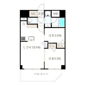 エスリードレジデンス ザ・グラン南堀江の間取り図
