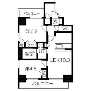 プレサンスタワー難波WESTの間取り図