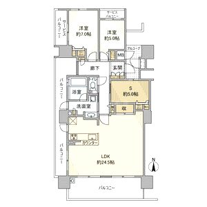 ブランズタワー香里園ロジュマンの間取り図