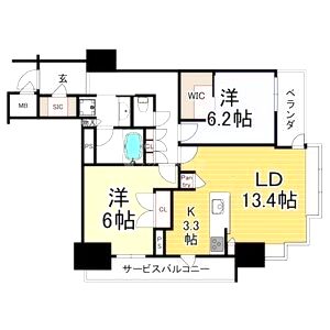 ブランズタワー南堀江の間取り図