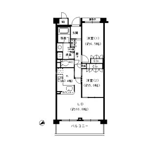 甲子園六石町ハイツの間取り図