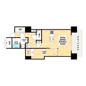 ローレルタワー堺筋本町の間取り図