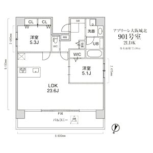 アプリーレ大阪城北の間取り図