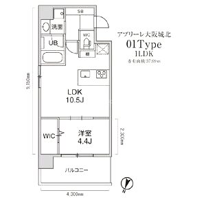 アプリーレ大阪城北の間取り図