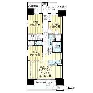 ラシュレ大阪同心の間取り図