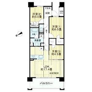 ライオンズ芦屋グランフォートの間取り図
