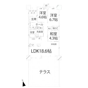 パレ・ロワイヤル田寺東ウエストコート102の間取り図