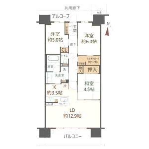 ジオ福島野田TheMarksの間取り図