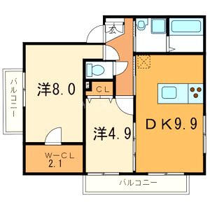 アバンミモザABの間取り図