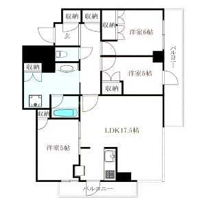 リバーガーデンタワー上町台筆ケ崎の間取り図