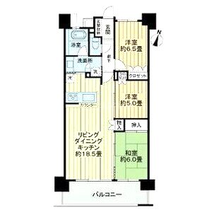ライオンズ柏原駅前クラウンスクエアの間取り図