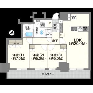 リバーガーデンタワー上町筆ヶ崎の間取り図