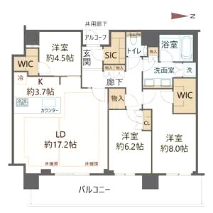 ジオタワー宝塚 グランレジス TheNorthの間取り図