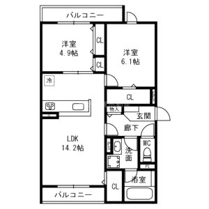 D-residence西野A棟の間取り図