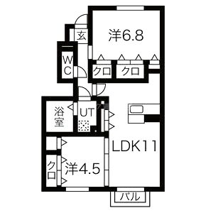 セジュール加佐 B棟の間取り図