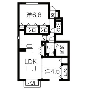 セジュール加佐 B棟の間取り図