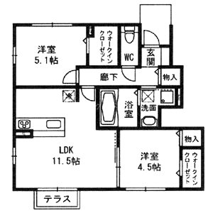 Agapanthus B棟 Bの間取り図