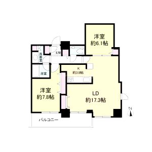 クロスレジデンス大阪新町(旧ベルファース大阪新町)の間取り図