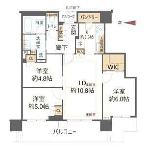 ジオタワー宝塚 グランレジス TheSouthの間取り図