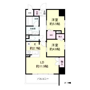 グランルージュ谷町六丁目の間取り図