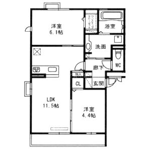 エヴァンタイユ羽衣 A棟 Aの間取り図