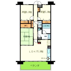 パークヒルズ御殿山603号室の間取り図