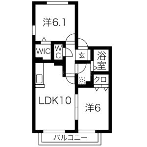 ウエストビレッジ桃山 B棟 Bの間取り図