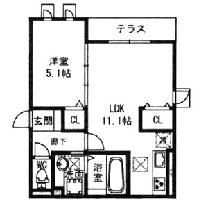 シャルール三国ヶ丘の間取り図