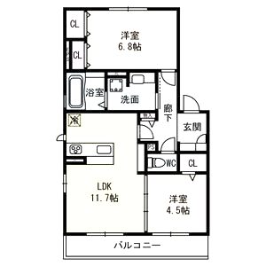 クレールくずは 住居の間取り図