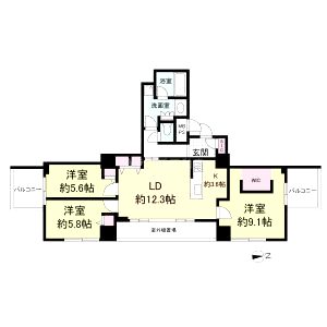クロスレジデンス大阪新町の間取り図