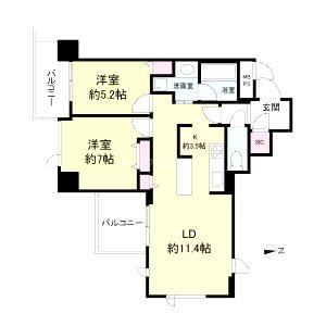 クロスレジデンス大阪新町の間取り図