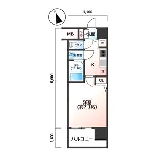 レオンコンフォート難波サウスゲートの間取り図