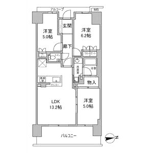 サンクタス阿倍野天王寺町北の間取り図