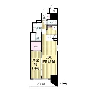 レジュールアッシュ谷町四丁目グランクラスの間取り図