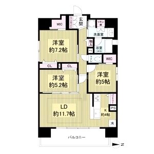 レジュールアッシュ谷町四丁目グランクラスの間取り図