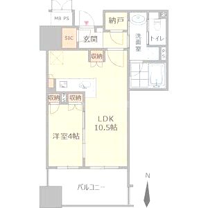 ワコーレ大阪新町タワーレジデンス(802)の間取り図