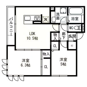 ハル野崎 住居の間取り図