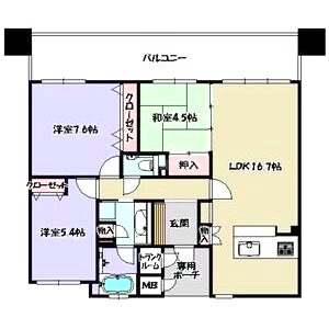 グラジオ城陽ロマネスク703号の間取り図