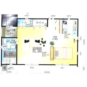 糸引平屋の間取り図